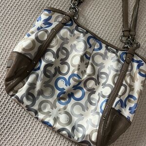 Vintage Coach Brown and Blue Patterned Women's Bag